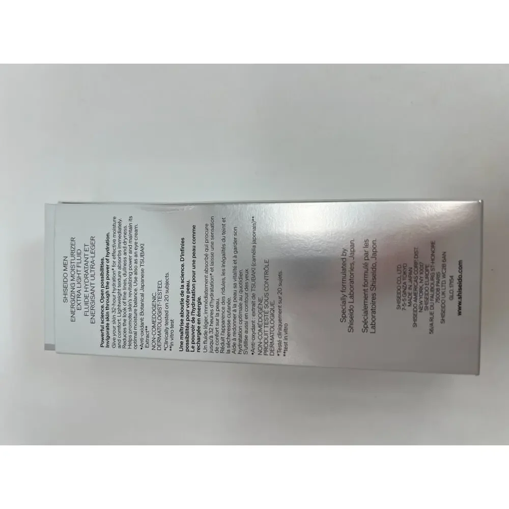 Shiseido Men Energizing Moisturizer Extra Light Fluid 100ml 3.3oz New Sealed